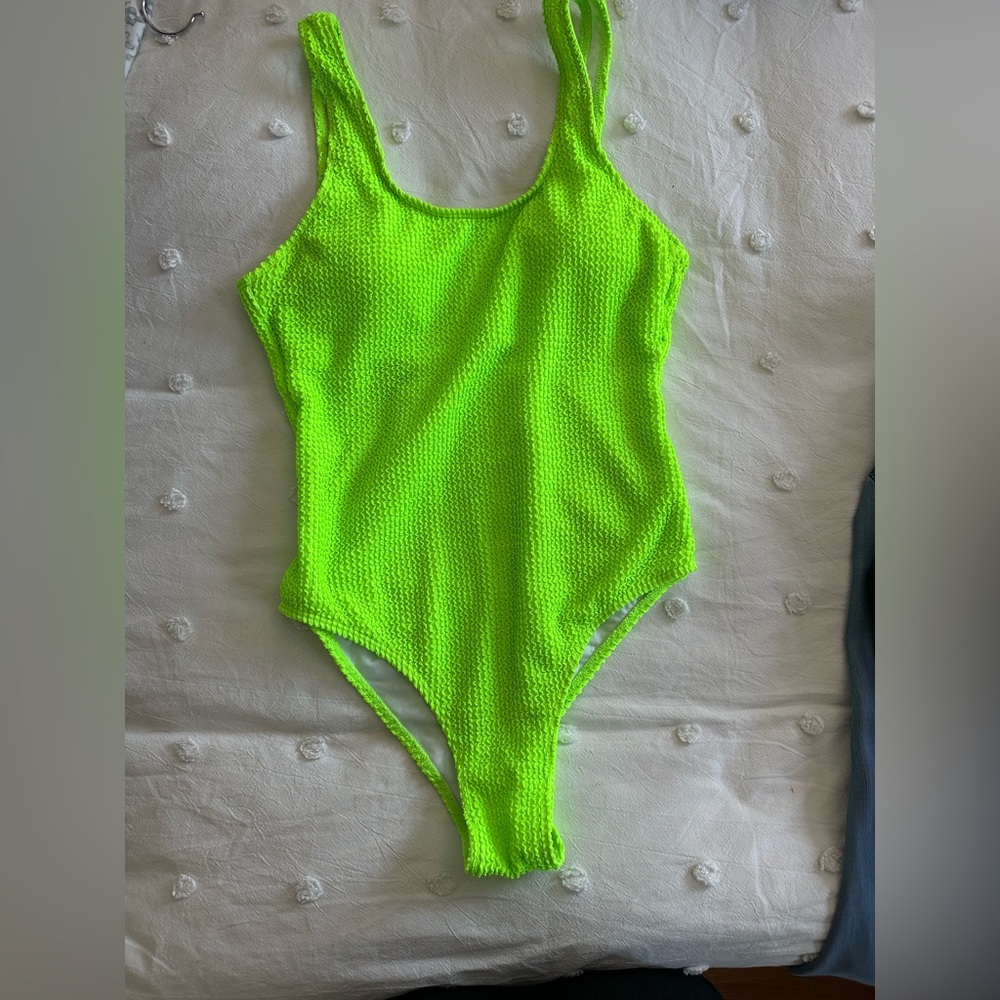 Neon Green Textured Swimsuit